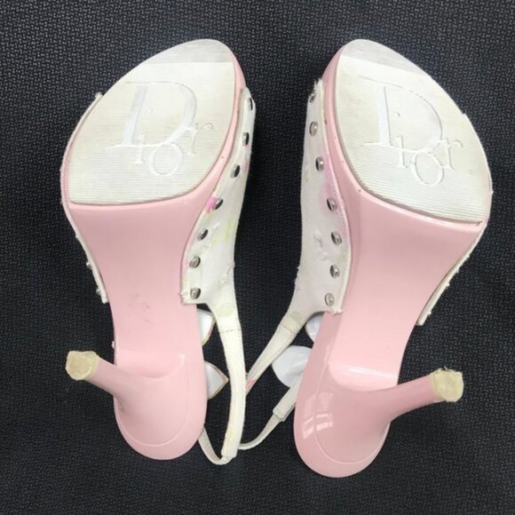 Auc Dior Monogram Vintage Diorissimo Pink Slingback/Sandals IT 36,5 US 6,5 - Picture 14 of 15